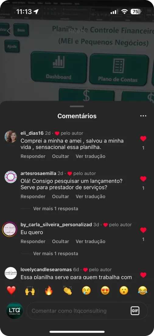 Conversa de WhatsApp com uma cliente da planilha